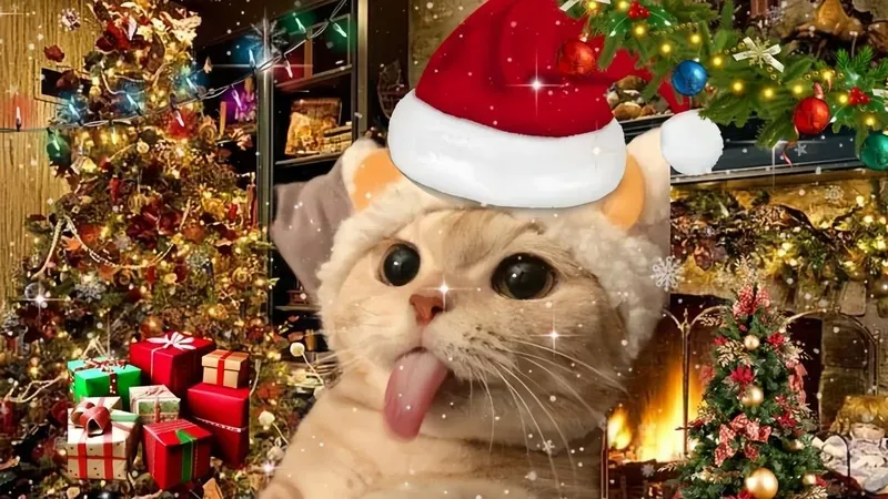 meme mèo noel cute 37