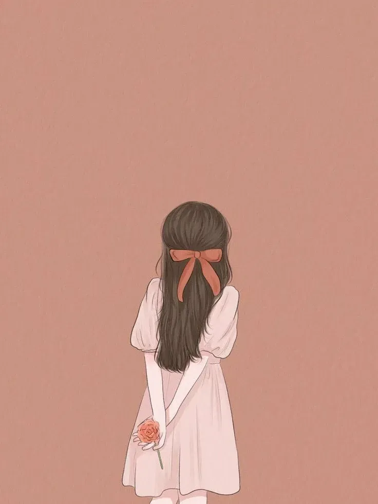 Hình ảnh nữ anime chụp từ phía sau, tạo cảm giác lãng mạn